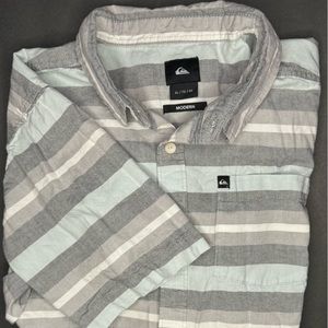 Quiksilver Button Down Shirt Sleeve Shirt gray/white/green stripes